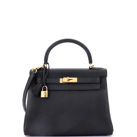 Kelly Handbag Black Novillo with Gold Hardware 28