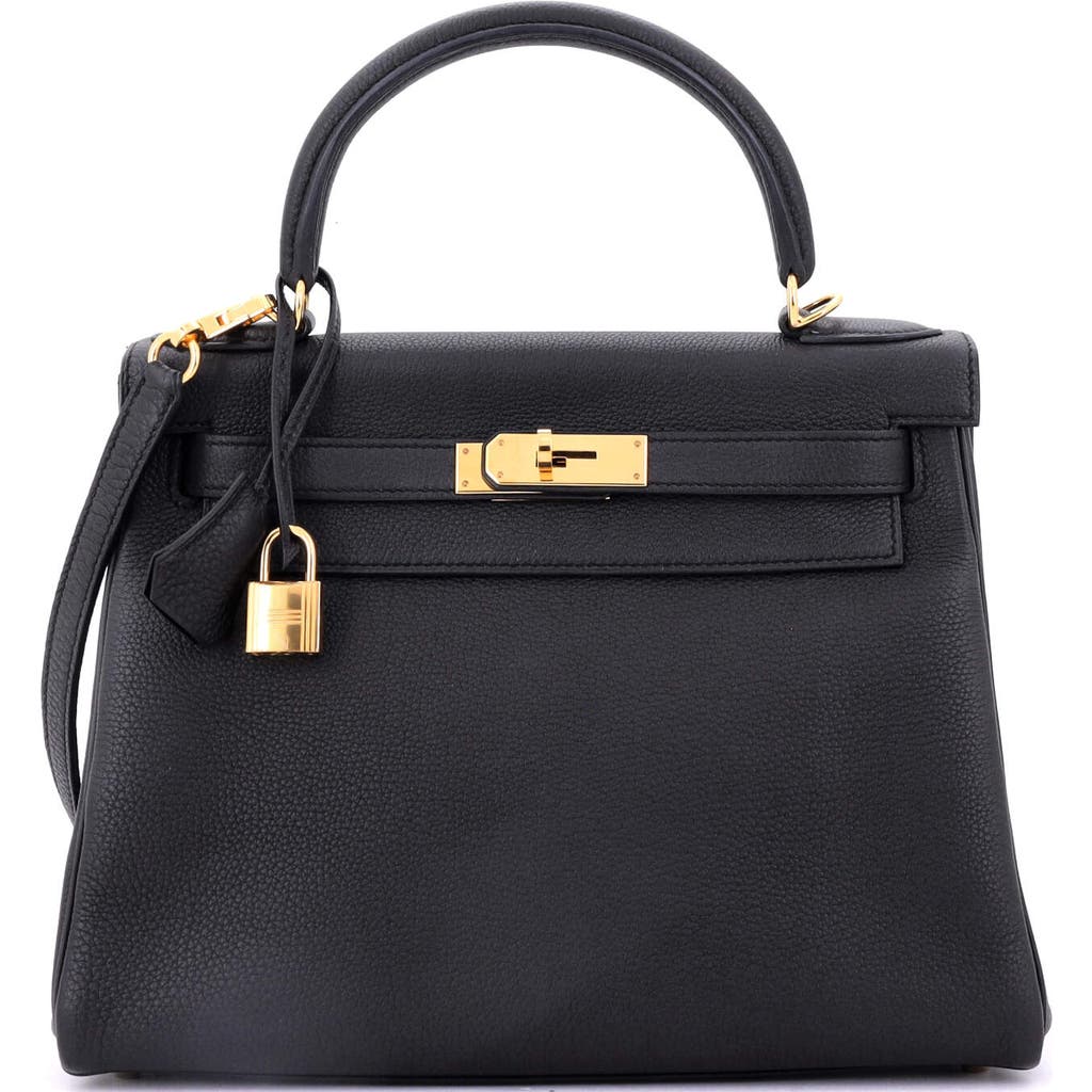 Pre-owned Hermes Hermes Kelly Handbag Black Novillo With Gold Hardware 28 In Black