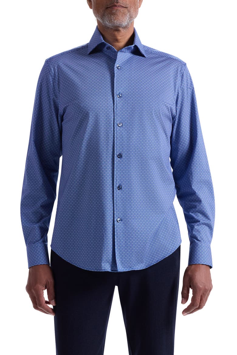 Devon OoohCotton® Mosaic Print Button-Up Shirt, Main, color, THISTLE