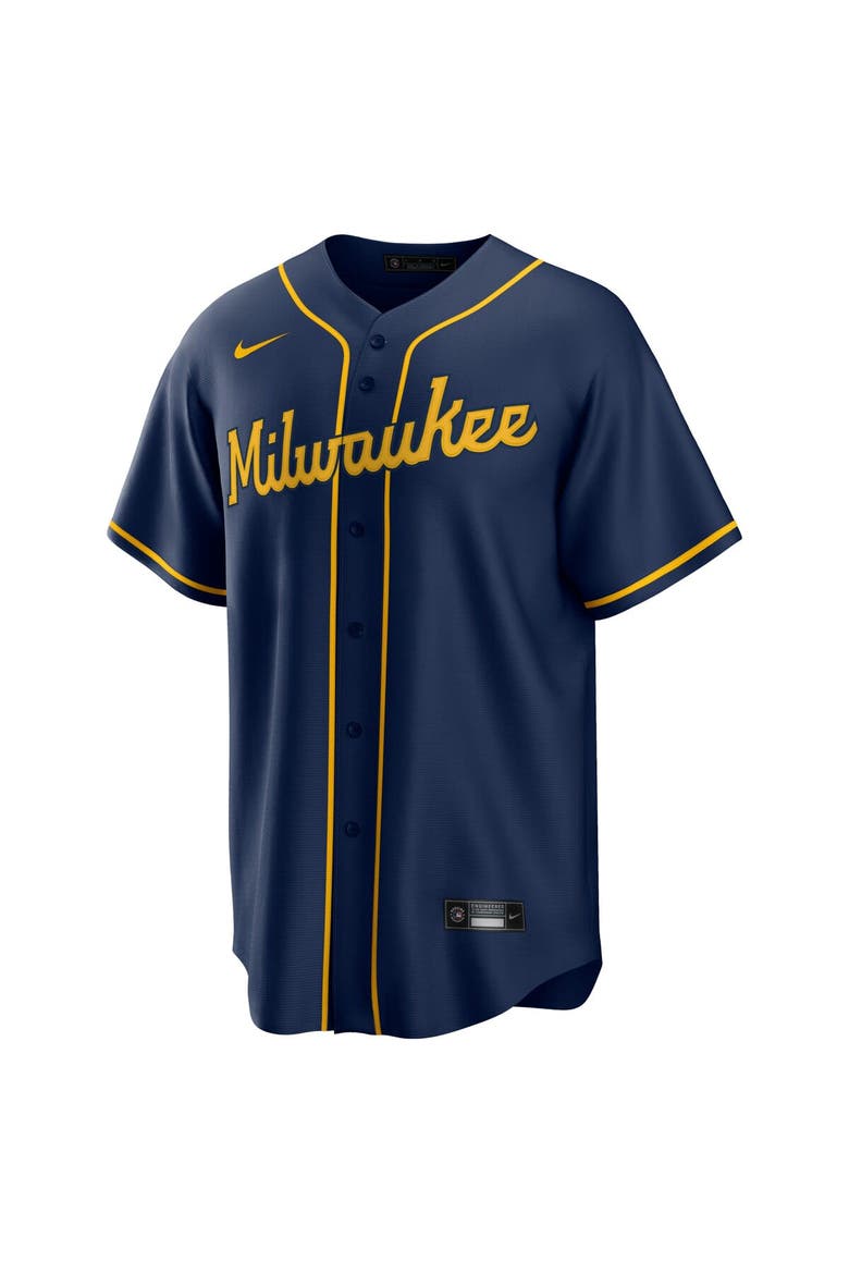 Men's Nike Navy Milwaukee Brewers Alternate Replica Team Jersey, Alternate, color, Navy