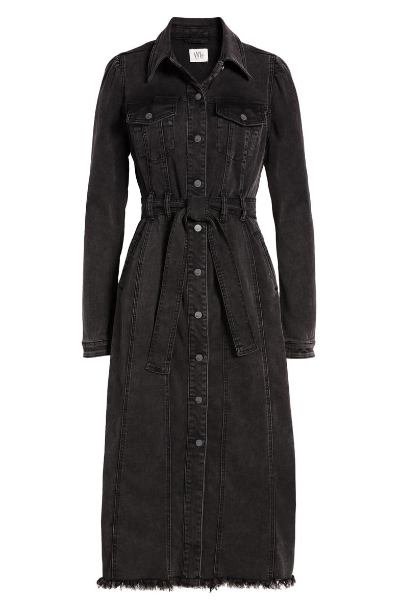 Wash Lab Denim Long Sleeve Denim Shirtdress, Alternate, color, Shady Black