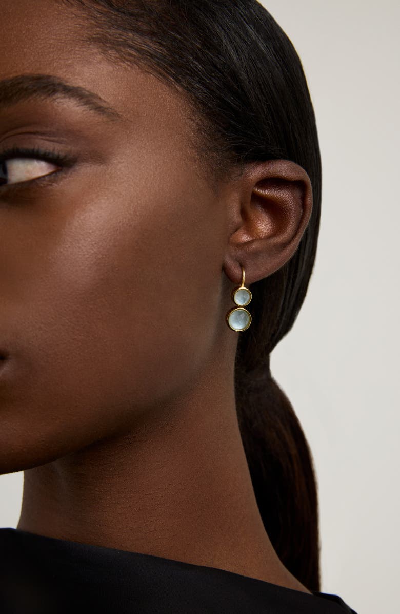 Dean Davidson Tulum Double Droplet Earrings, Alternate, color, Iridescent Sky Blue/ Gold