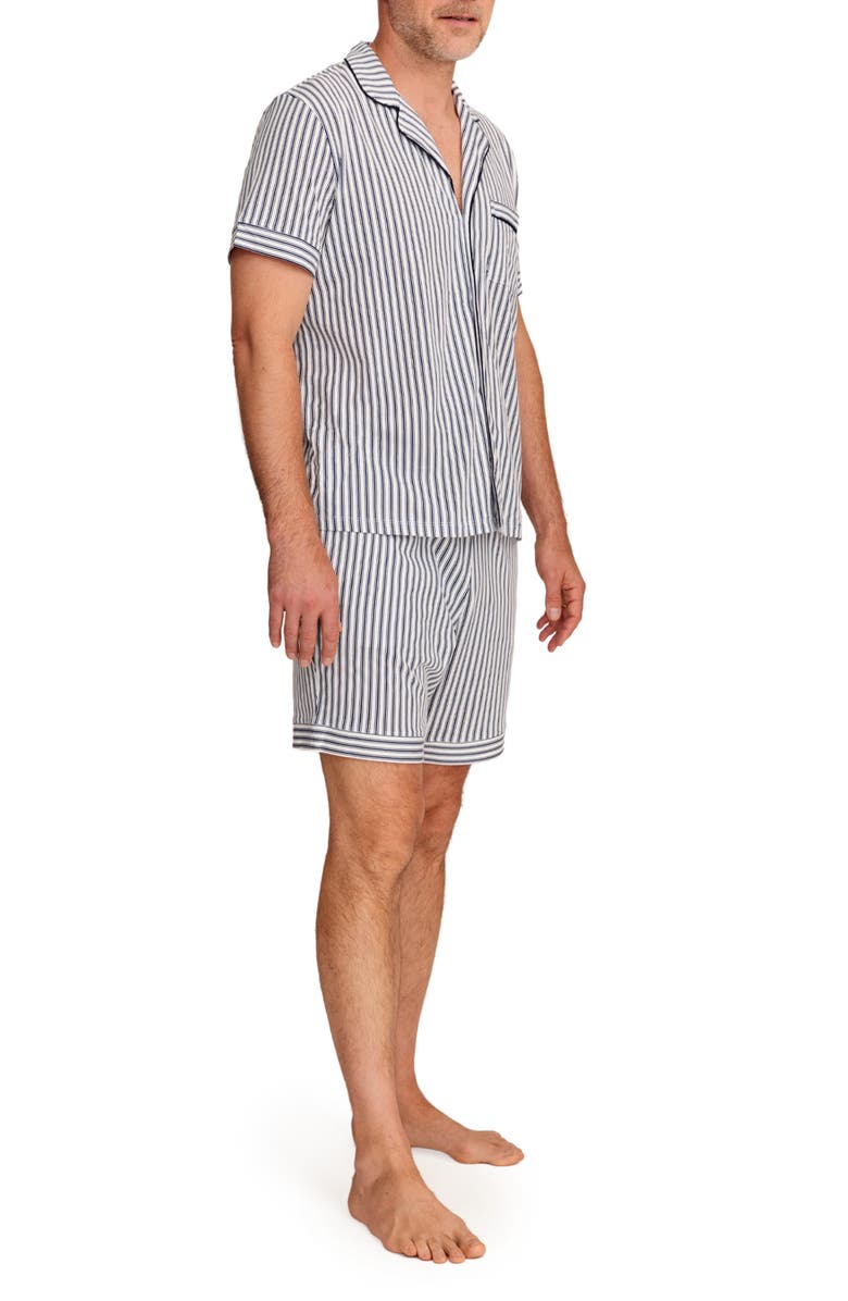 Petite Plume Stripe Pima Cotton Short Pajamas, Alternate, color, Navy