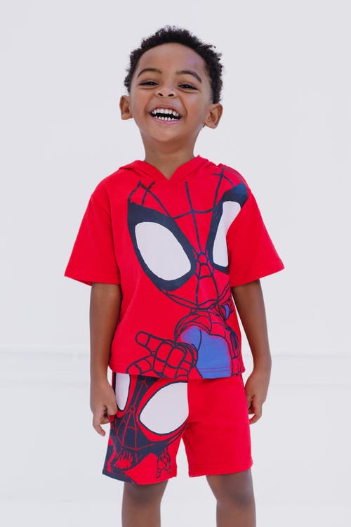 Marvel Spidey And His Amazing Friends Short Sleeve Hoodie & Shorts Set In Red
