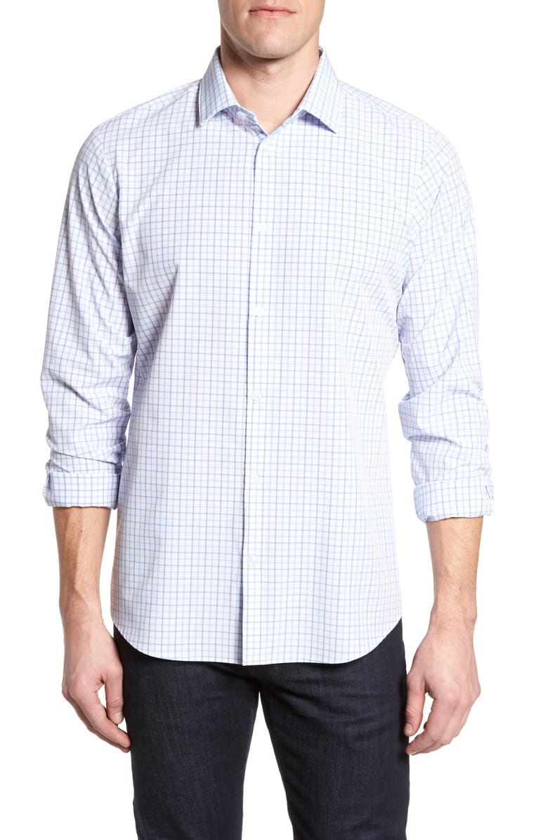 Mizzen+Main Hallandale Dusty Lavender Check Sport Shirt, Main, color, 