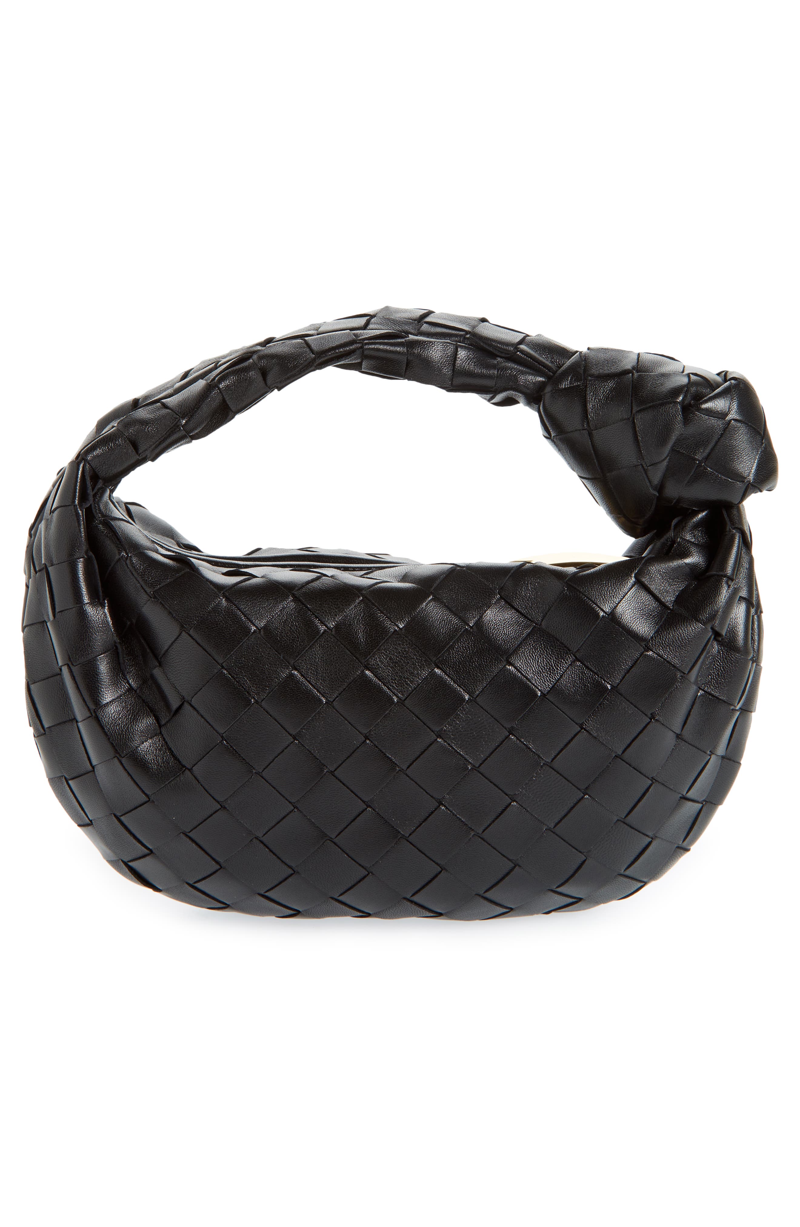 Bottega Veneta Mini Jodie Leather Hobo, Alternate, color, Black/ Gold