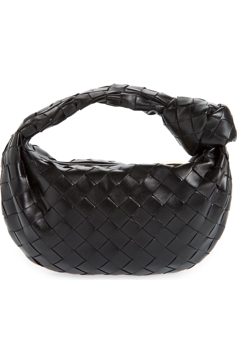 Bottega Veneta Mini Jodie Leather Hobo, Alternate, color, Black/ Gold