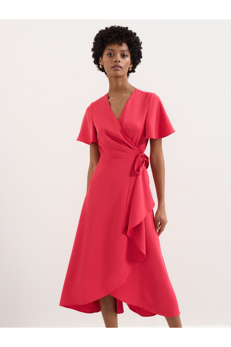 Julissa Short Sleeve Wrap Midi Dress, Alternate, color, Pink