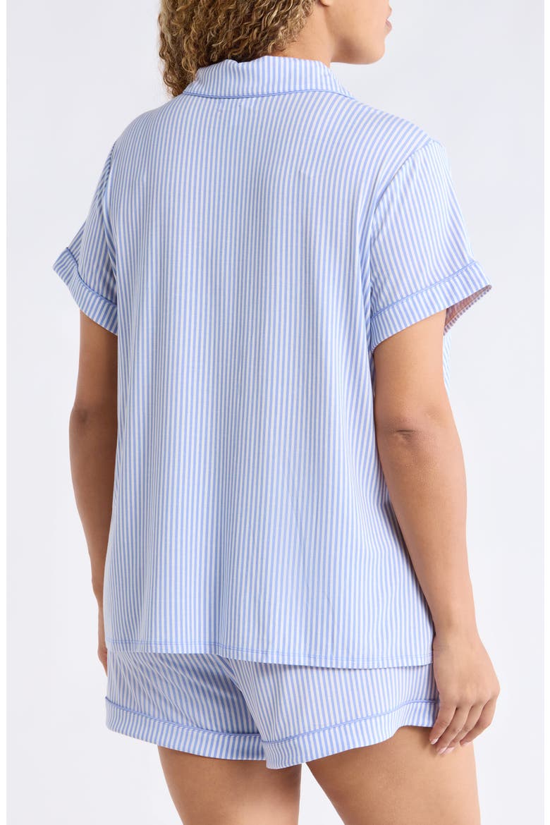 Moonlight Eco Short Pajamas, Alternate, color, BLUE - IVORY SKINNY STRIPE