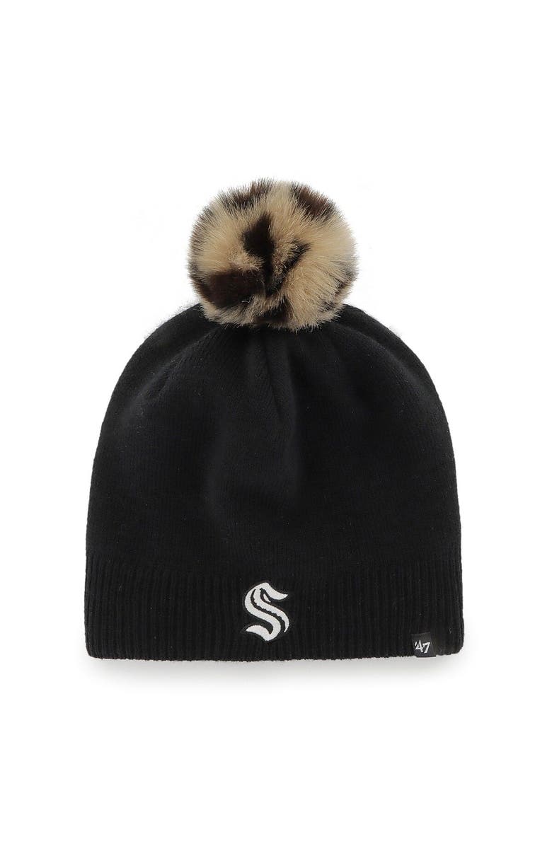 '47 Women's '47 Black Seattle Kraken Serengeti Knit Beanie with Pom, Main, color,