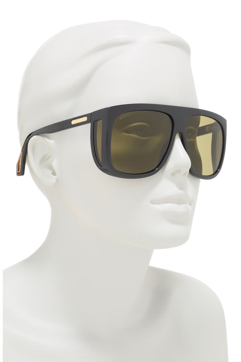 59mm Shield Sunglasses, Alternate, color, BLACK BLACK GREEN/ KHA