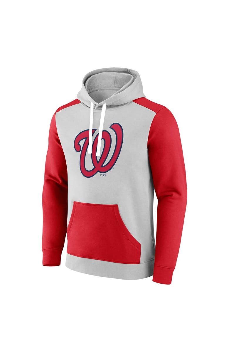 FANATICS Men's Fanatics Branded Gray/Red Washington Nationals Arctic Pullover Hoodie, Alternate, color,