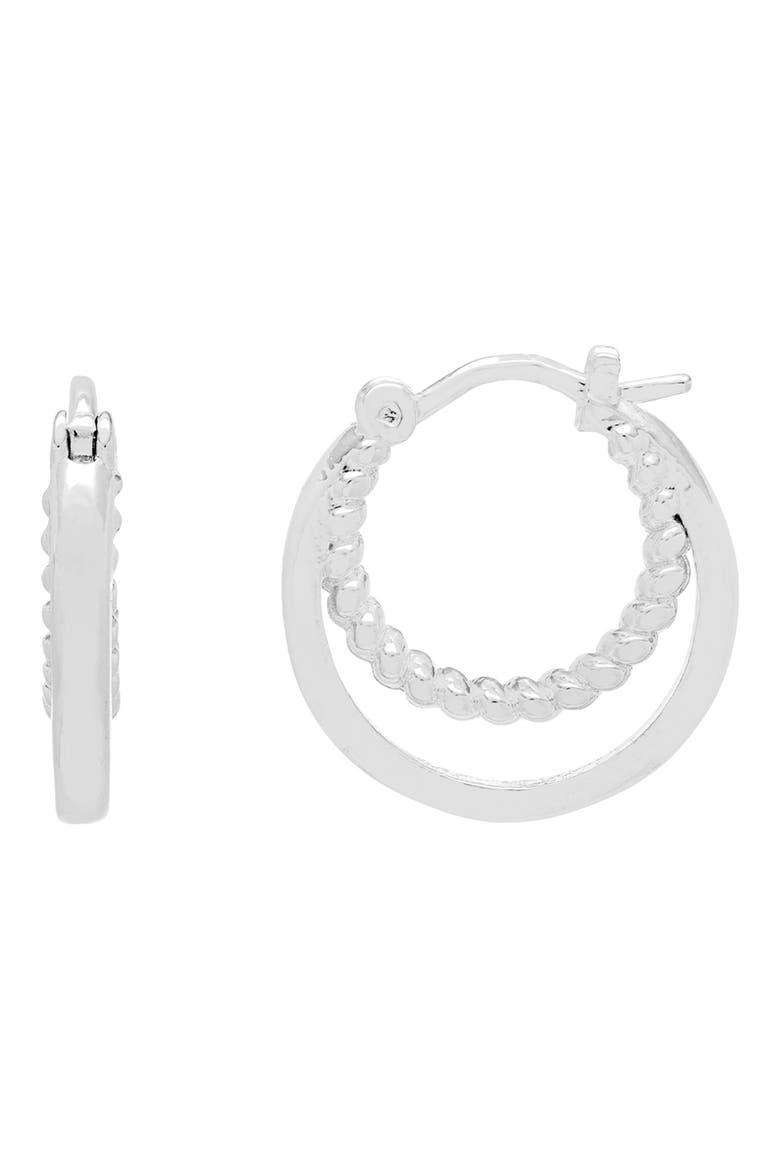 Layered Hoop Earrings, Main, color, SILVER