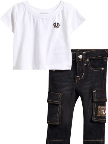 Horseshoe Graphic T-Shirt & Cargo Jeans Set