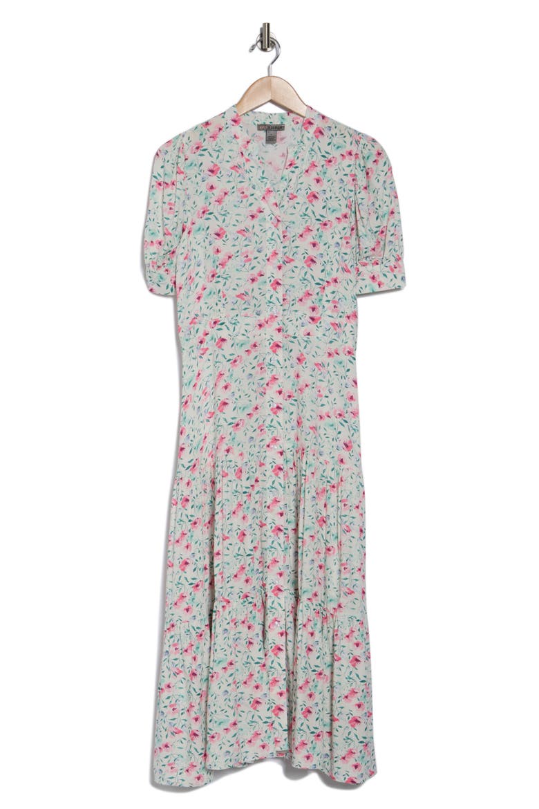 Grace Button Front Midi Dress, Alternate, color, BABYS BREATH
