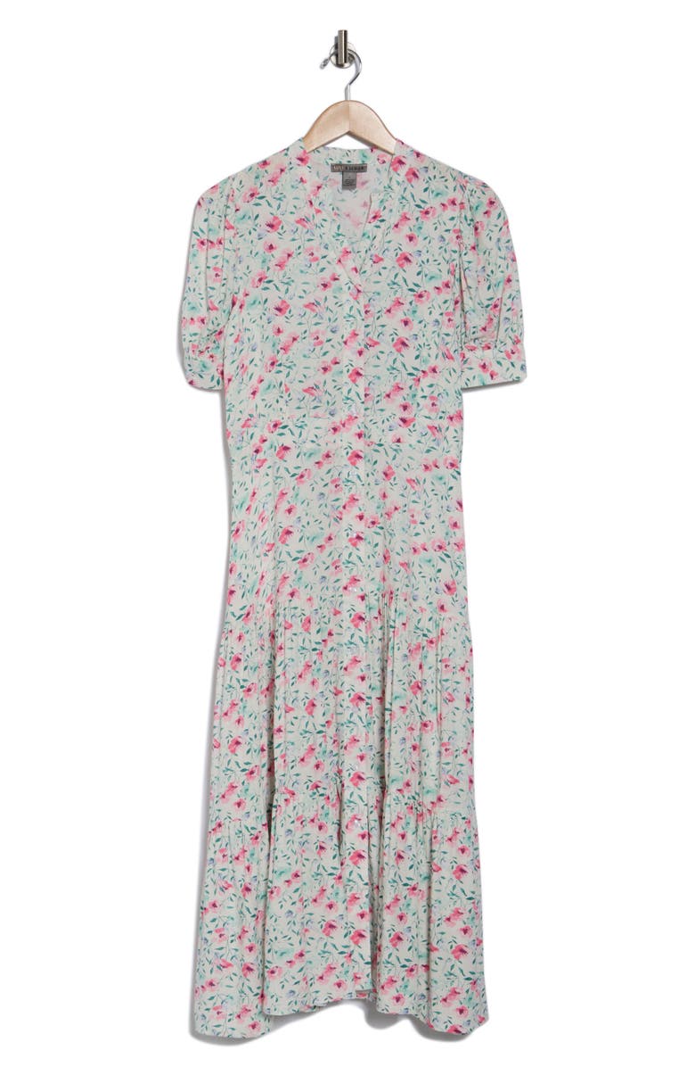 BY DESIGN Grace Button Front Midi Dress, Alternate, color, Babys Breath