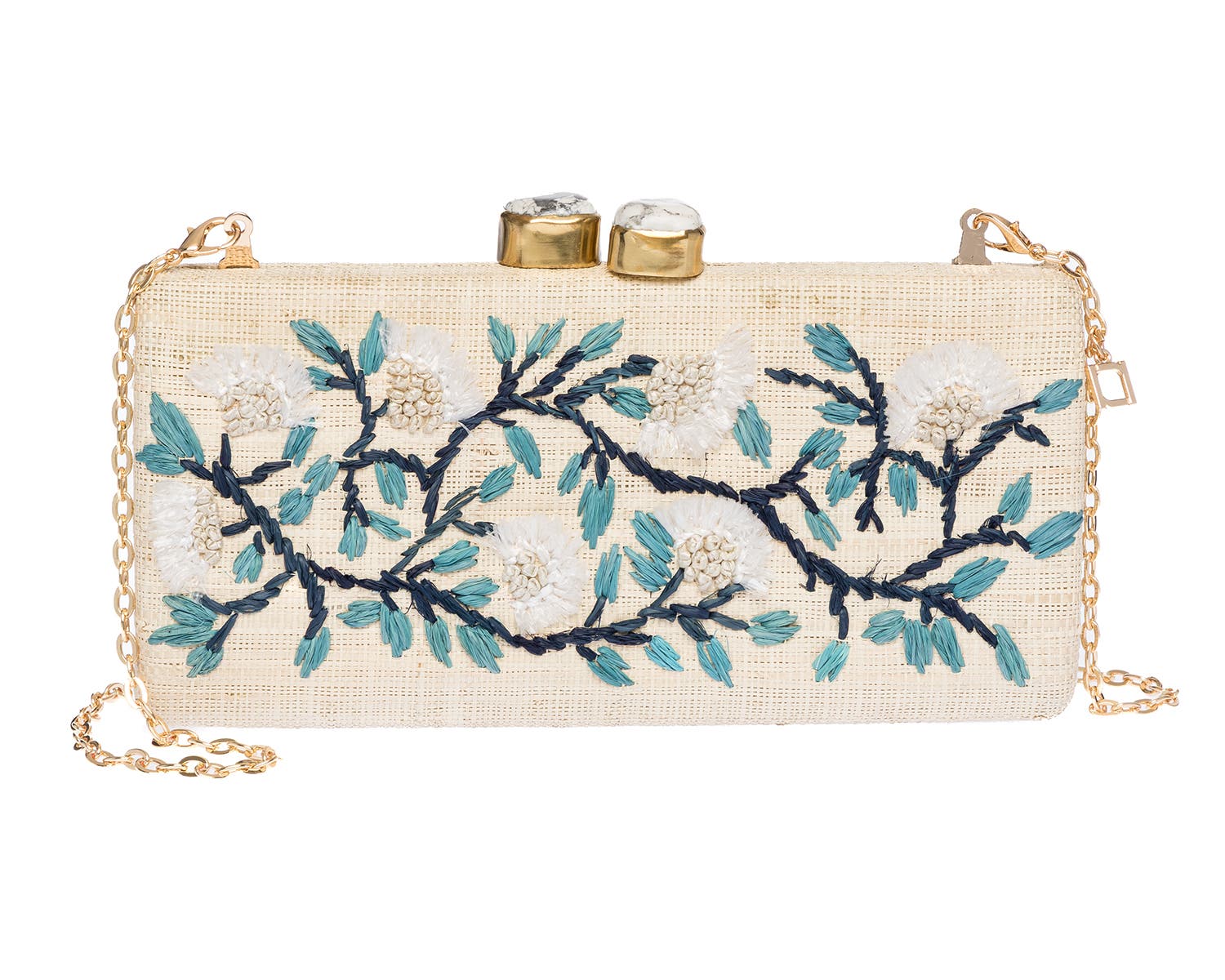 Alessandra Embroidered Long Clutch, Alternate, color, BLUE/ WHITE