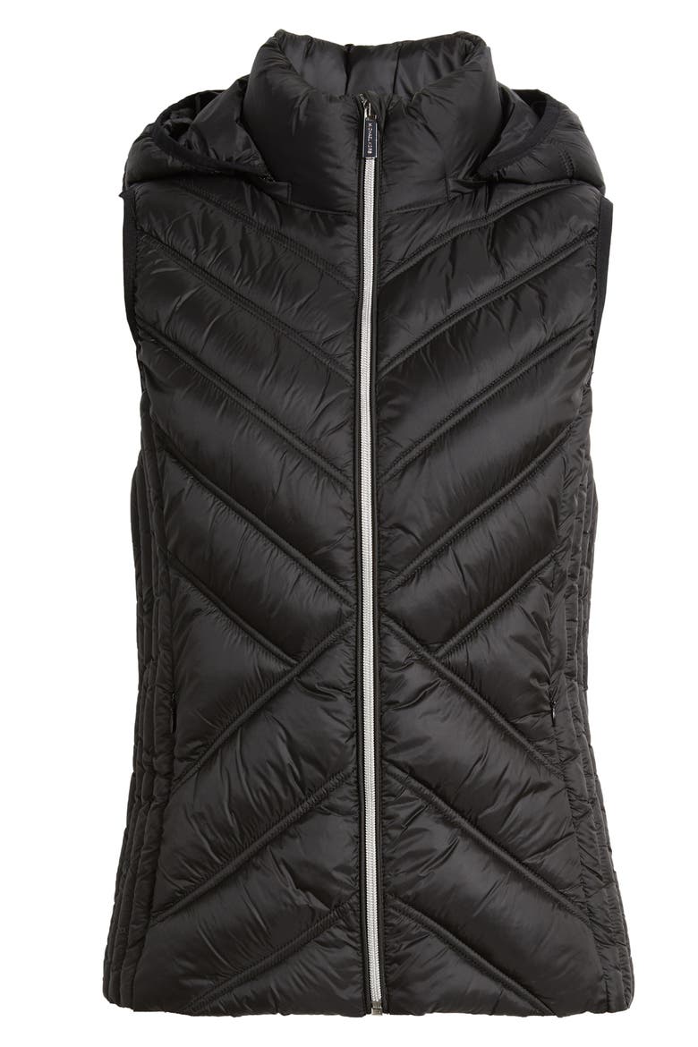 Hooded Puffer Vest, Alternate, color, BLACK