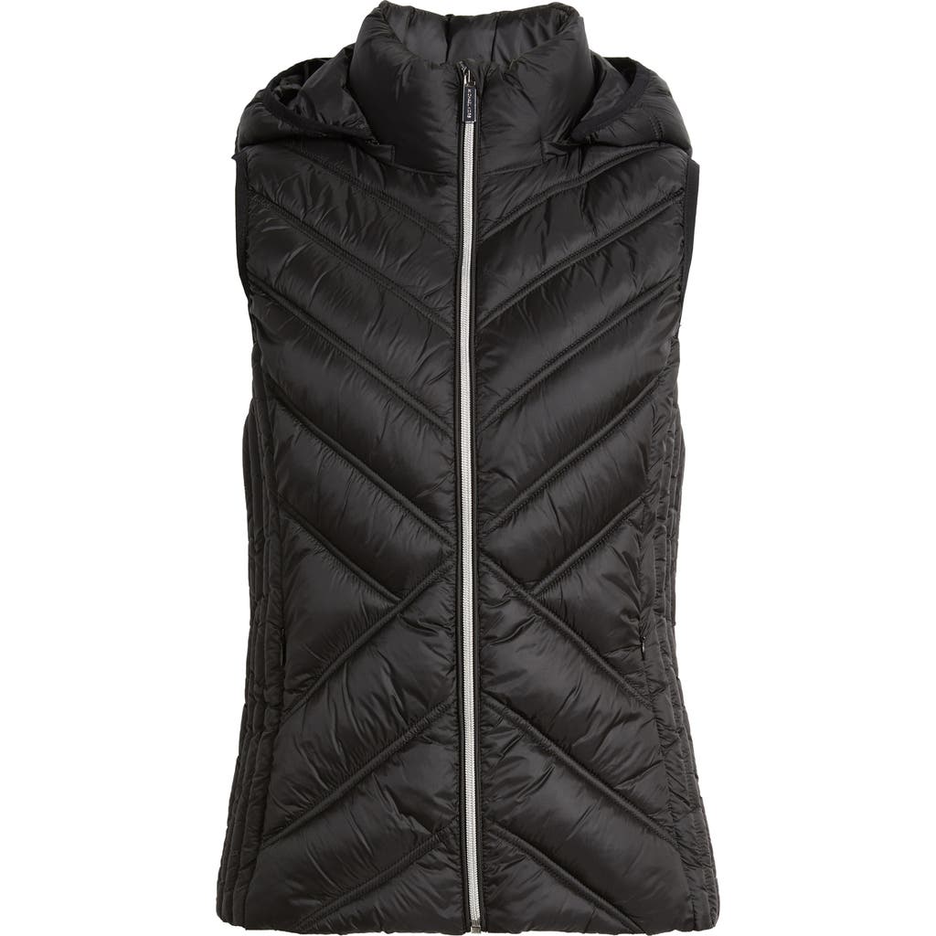 Michael Kors Hooded Puffer Vest In Black