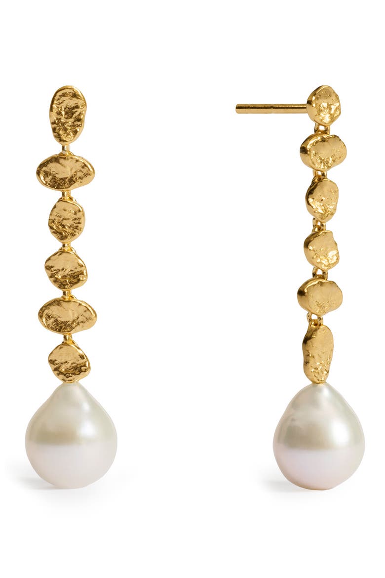 Capri Freshwater Pearl Drop Earrings, Main, color, 18K GOLD VERMEIL / PEARL