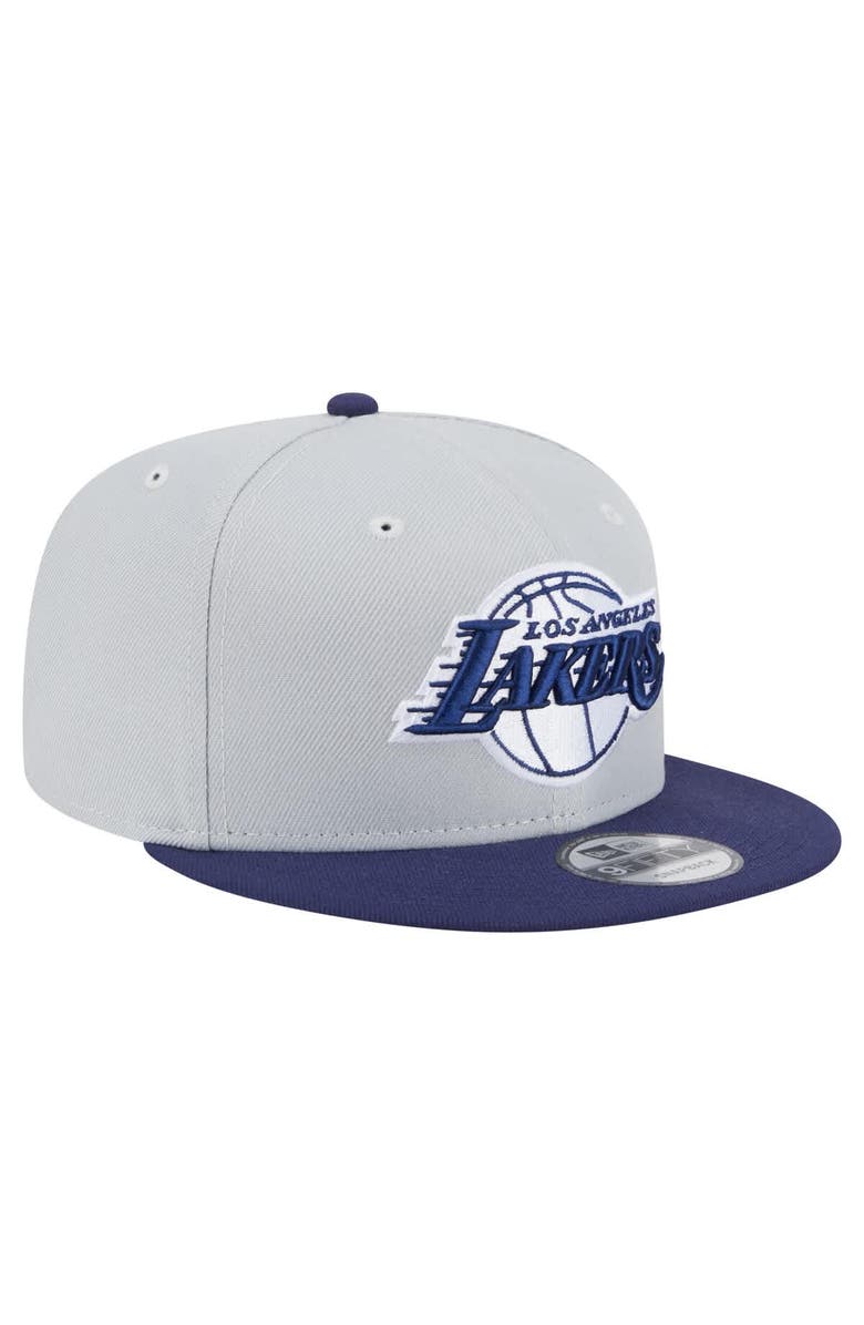 New Era Men's New Era  Gray/Navy Los Angeles Lakers Color Pack Two-Tone 9FIFTY Snapback Hat, Alternate, color, 