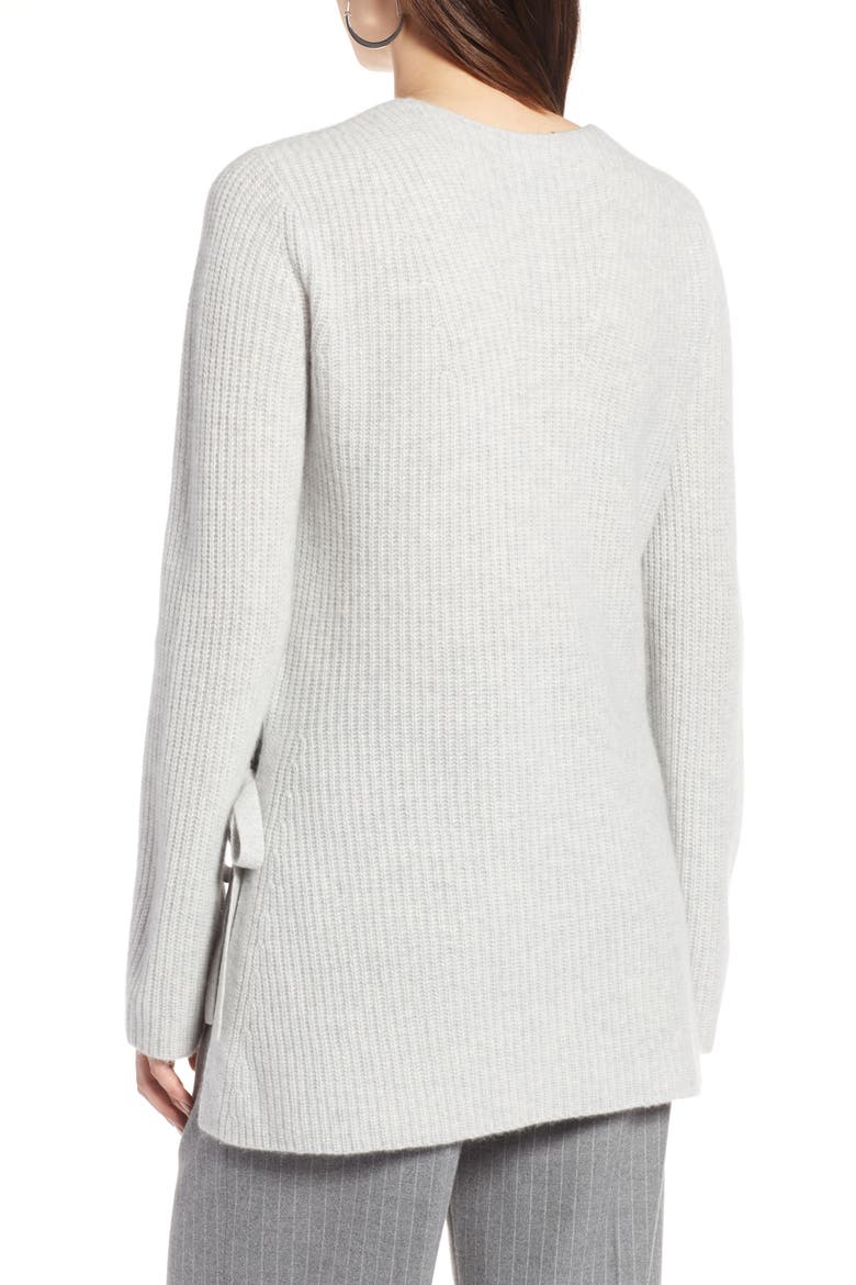 Side Tie Cashmere Sweater, Alternate, color, GREY LIGHT HEATHER
