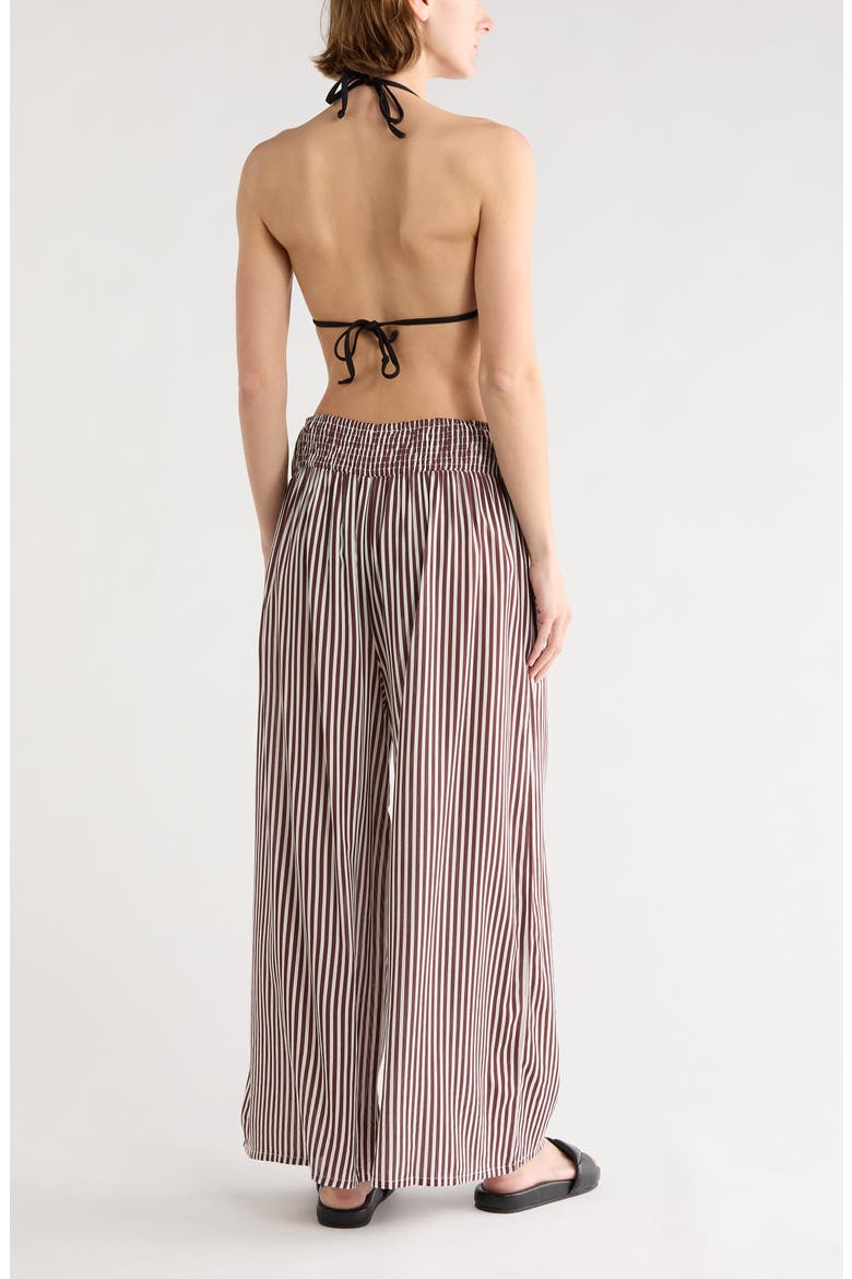 Printed Flowy Pants, Alternate, color, BROWN BITTER STRIPE