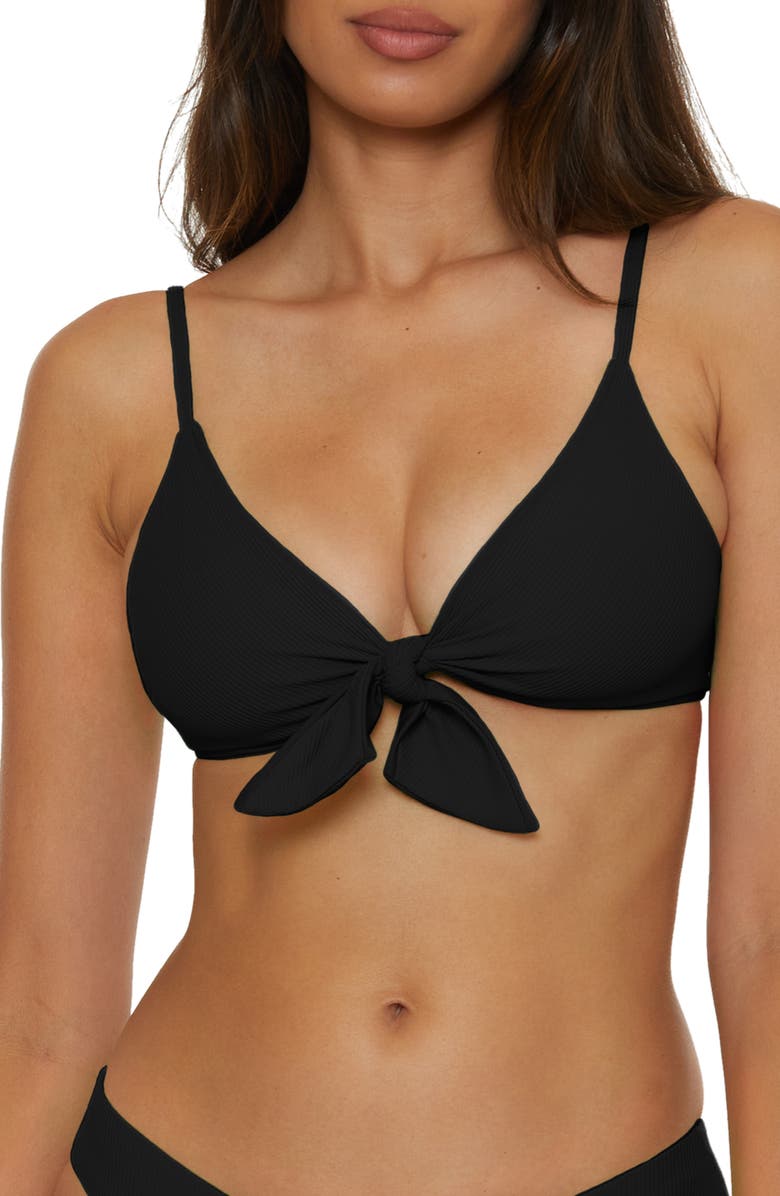 Becca Buckle Reversible Bikini Top, Main, color, Black