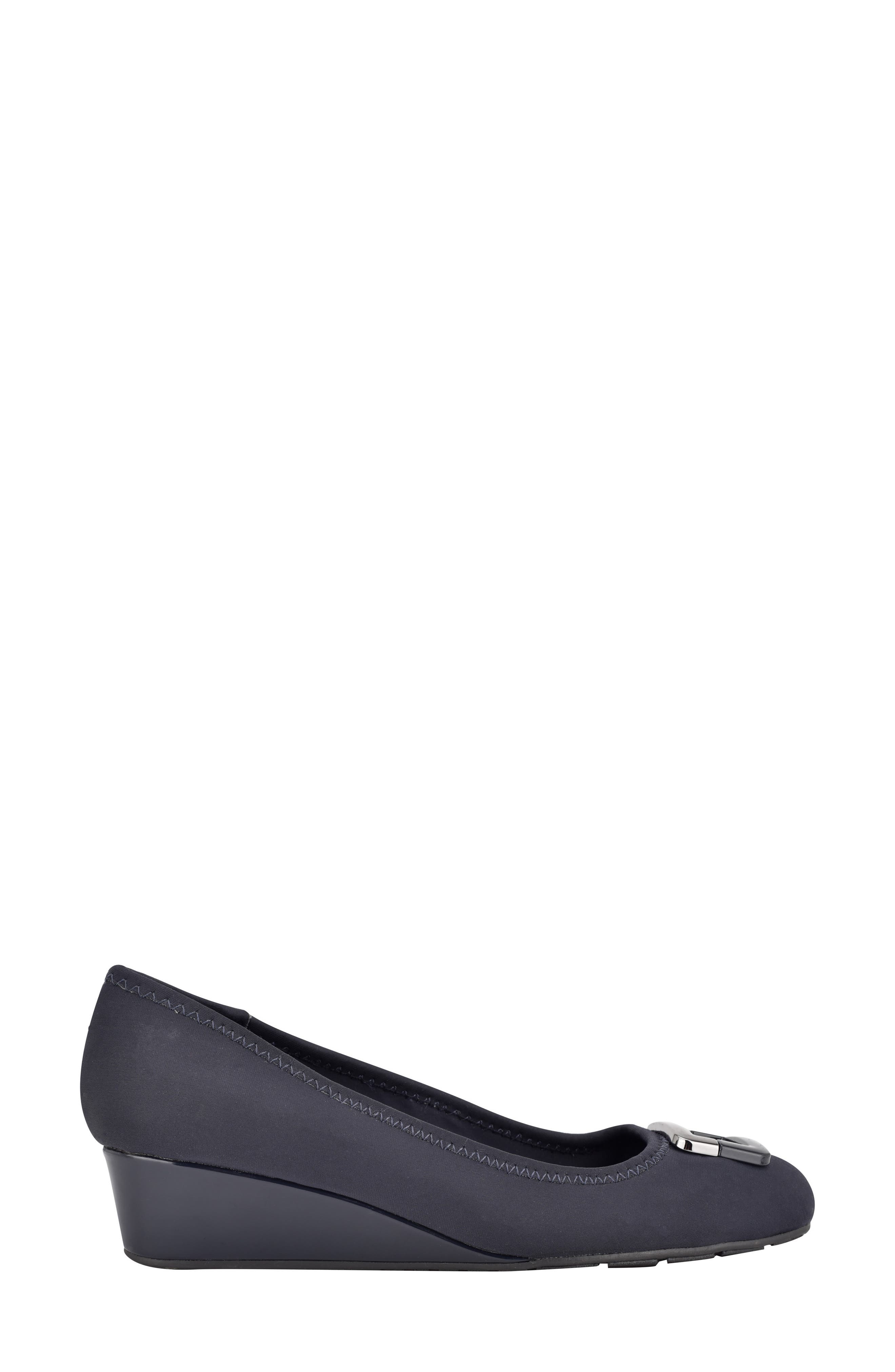 Wedge Pump, Alternate, color, NAVY BLUE FABRIC