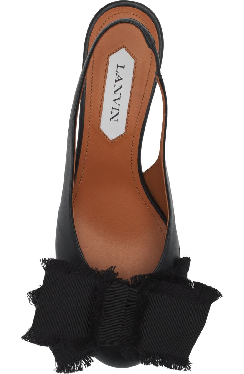 Lanvin Leather Heeled Slingback Ballerina, Alternate, color, Black