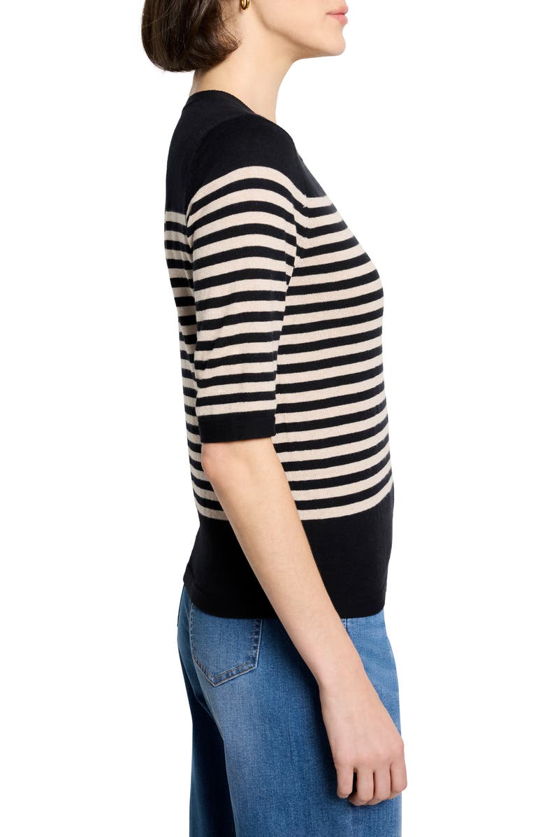 NIC+ZOE Stripe Cotton Blend Sweater, Alternate, color, Black Multi