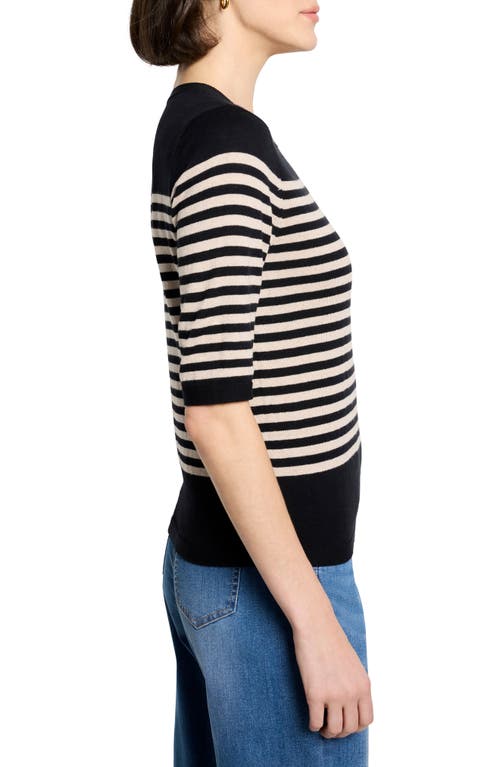 Nic + Zoe Nic+zoe Stripe Cotton Blend Sweater In Black