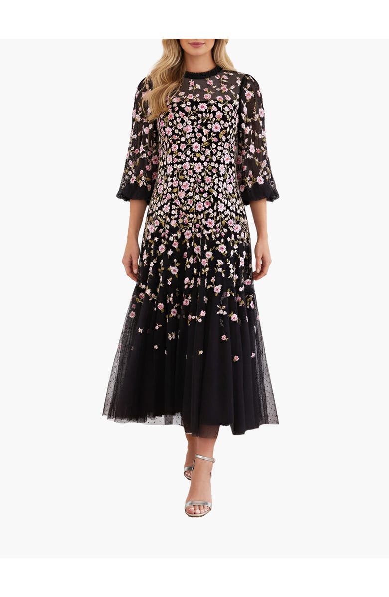 Needle & Thread Sylvia Round Neck Ankle Gown, Main, color, Graphite/Multi