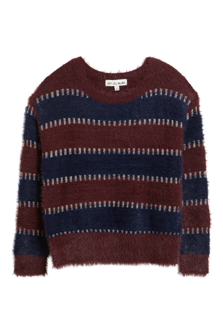 Stripe Metallic Boat Neck Sweater, Alternate, color, PLUM/ MIDNIGHT