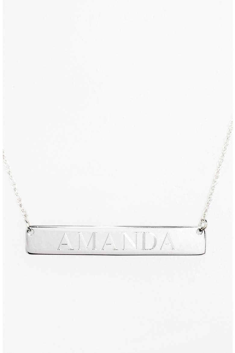 Personalized Bar Pendant Necklace, Main, color, SILVER