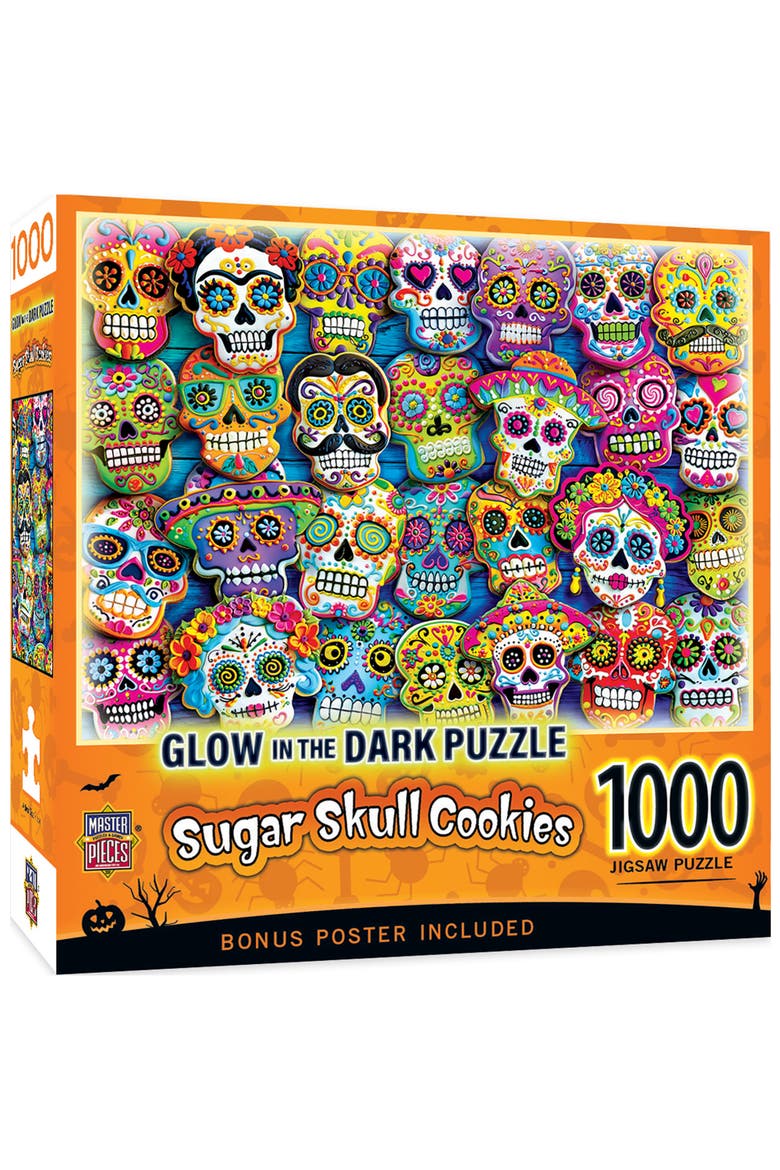 Sugar Skull Cookies 1000pc Glow Puzzle, Main, color, Multicolor