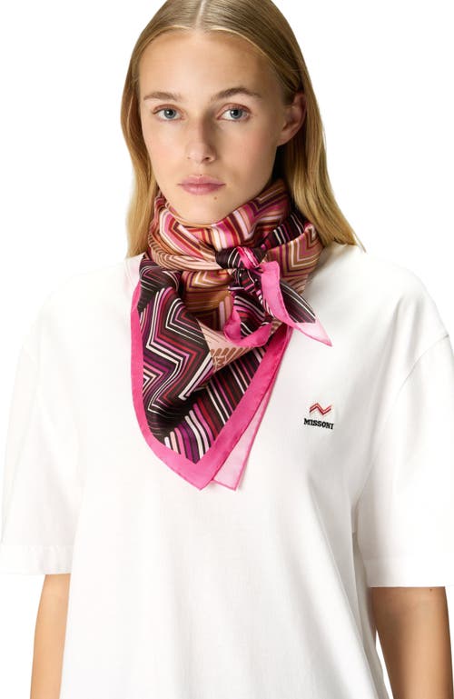 Missoni Patchwork Print Silk Scarf In Pink