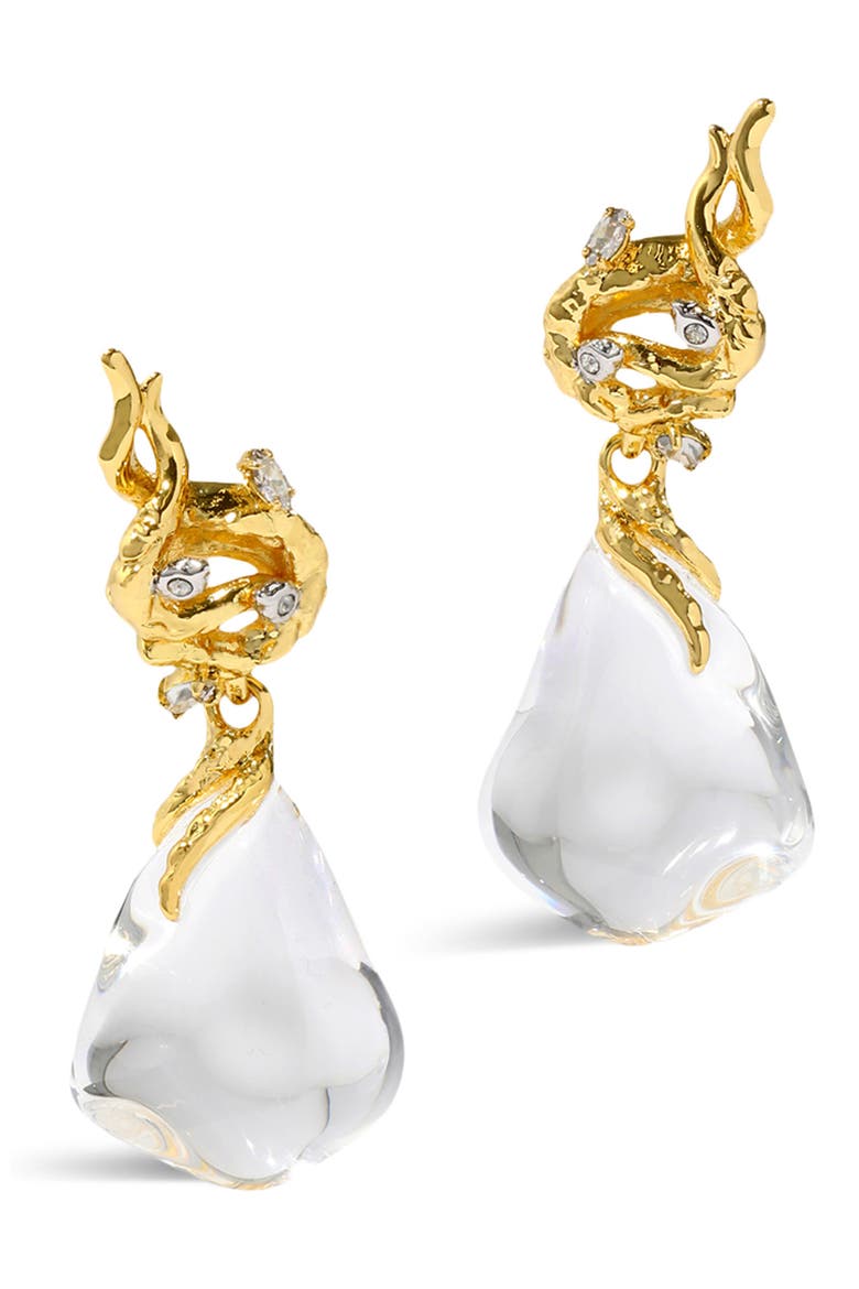 Small Liquid Vine Lucite® Raindrop Earrings, Main, color, GOLD/ CLEAR