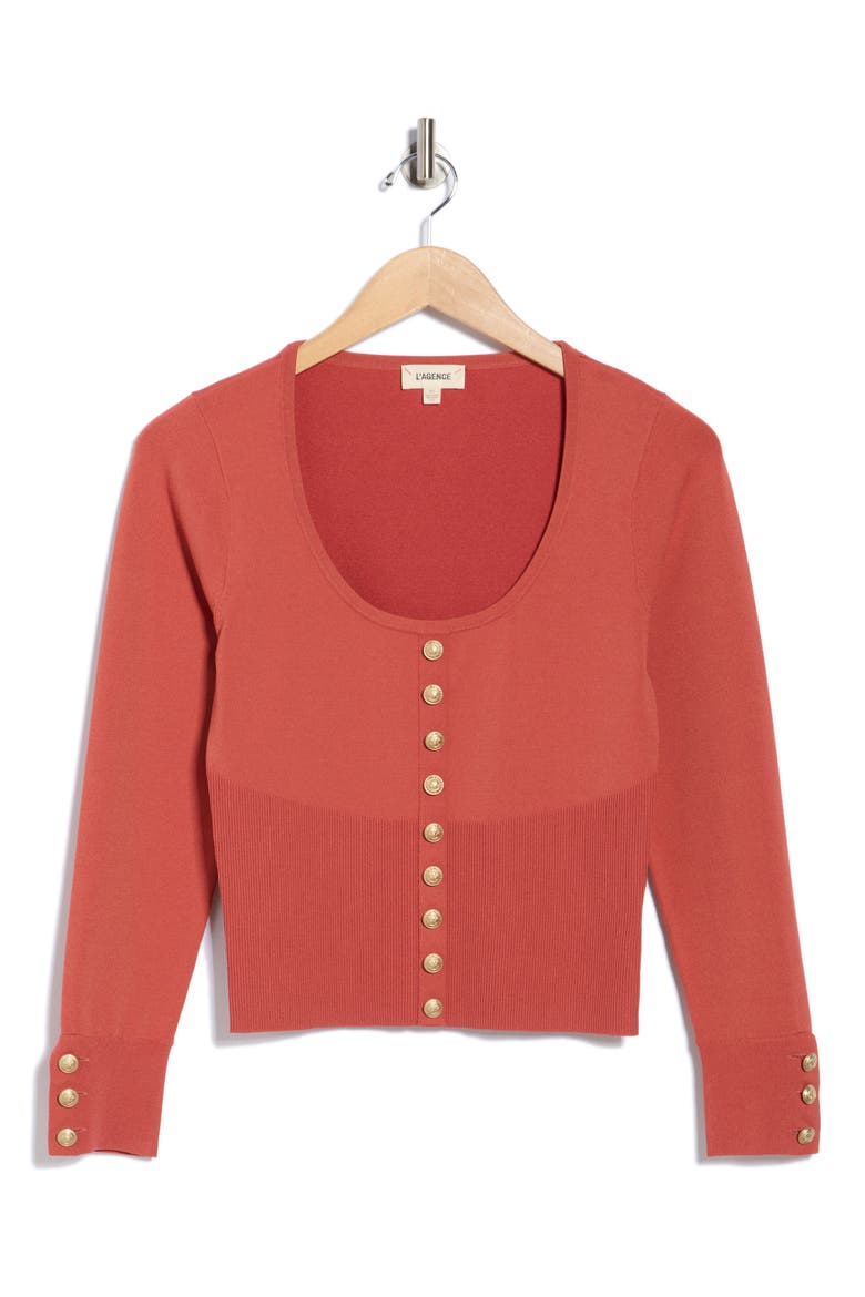 Lanetta Rib Top, Alternate, color, DARK UMBER/ GOLD