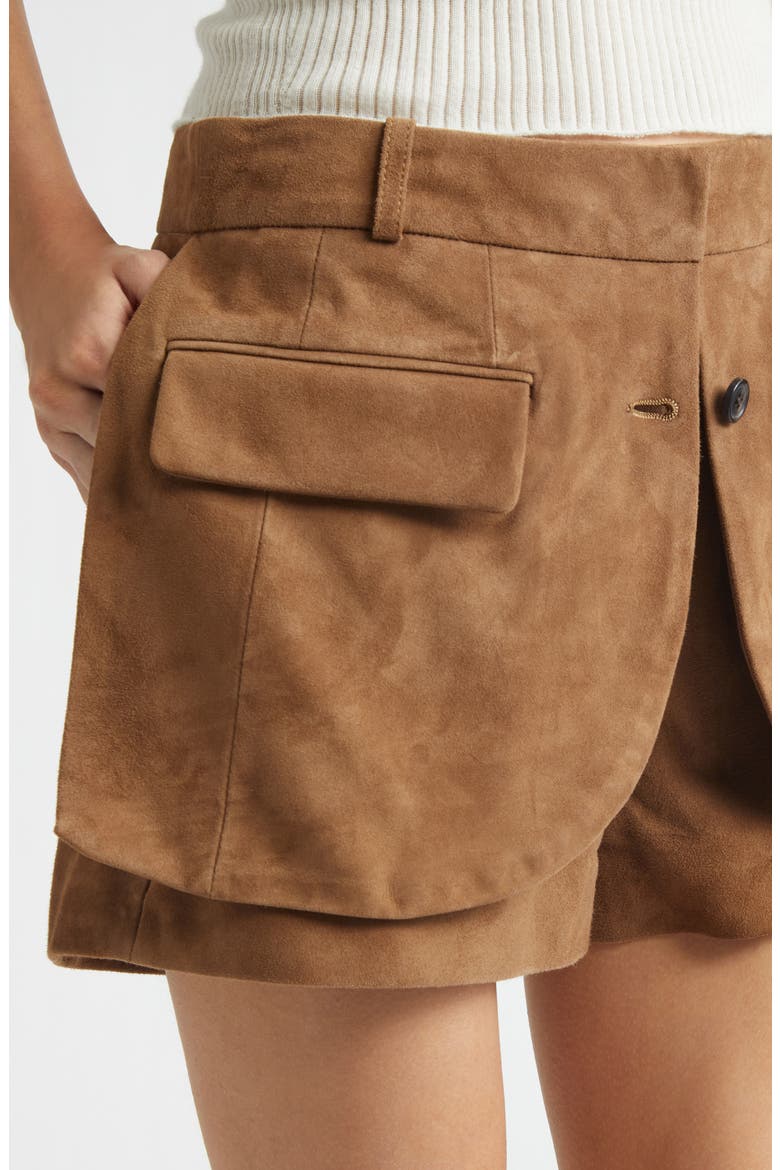 Jacket Hem Suede Shorts, Alternate, color, TAN