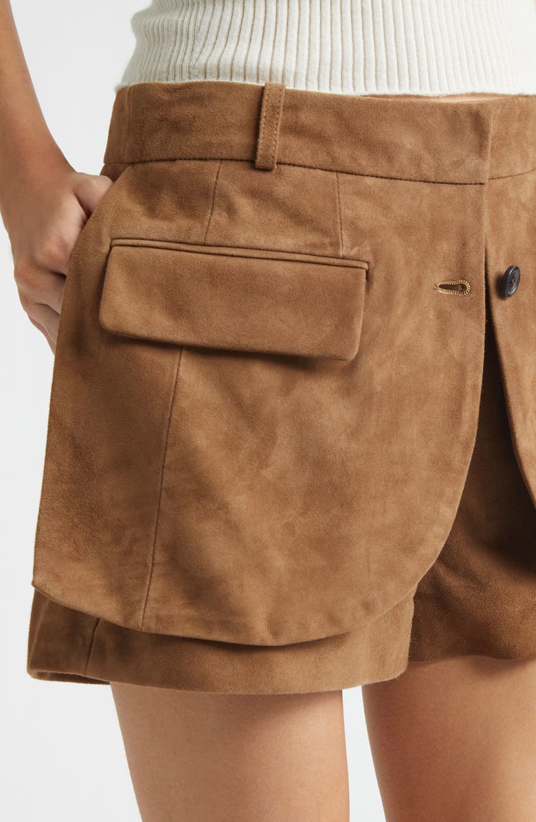 MONSE Jacket Hem Suede Shorts, Alternate, color, Tan