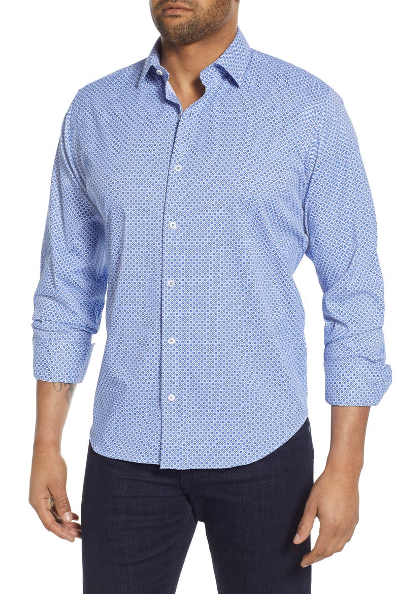Classic Fit Button-Up Performance Shirt, Main, color, CLASSIC BLUE