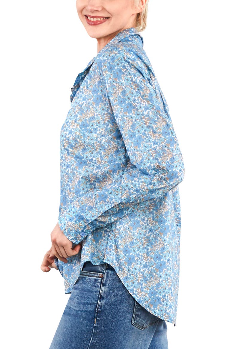 Floral Print Roll Tab Shirt, Alternate, color, COOL BLOOM