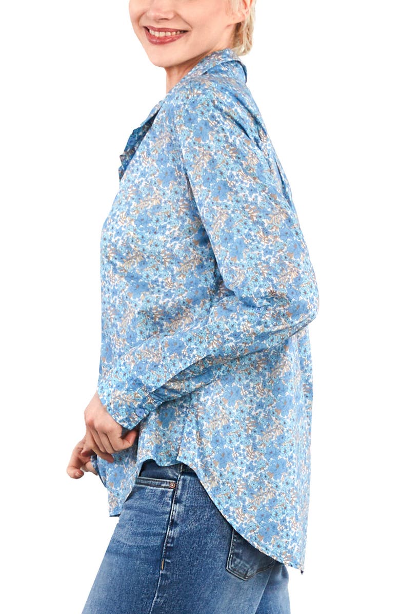 Billy T Floral Print Roll Tab Shirt, Alternate, color, Cool Bloom