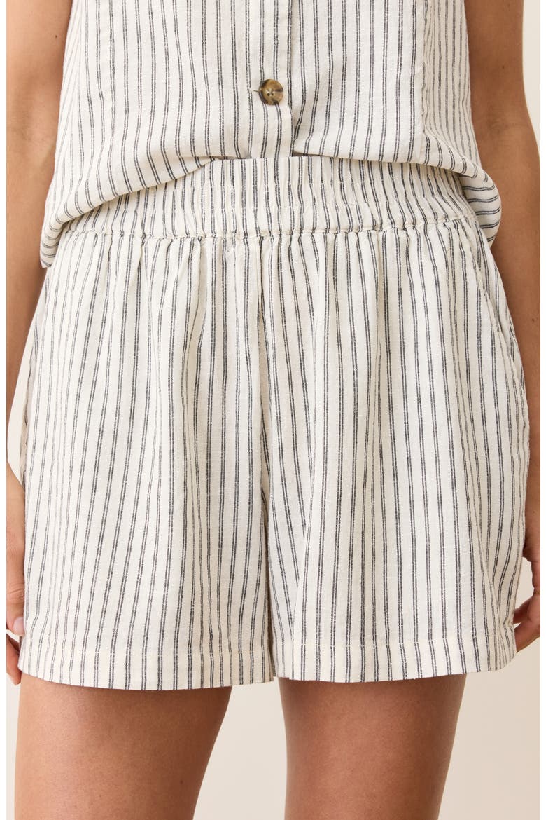 Allison Stripe Hemp Blend Shorts, Alternate, color, CREAM/ NAVY STRIPE