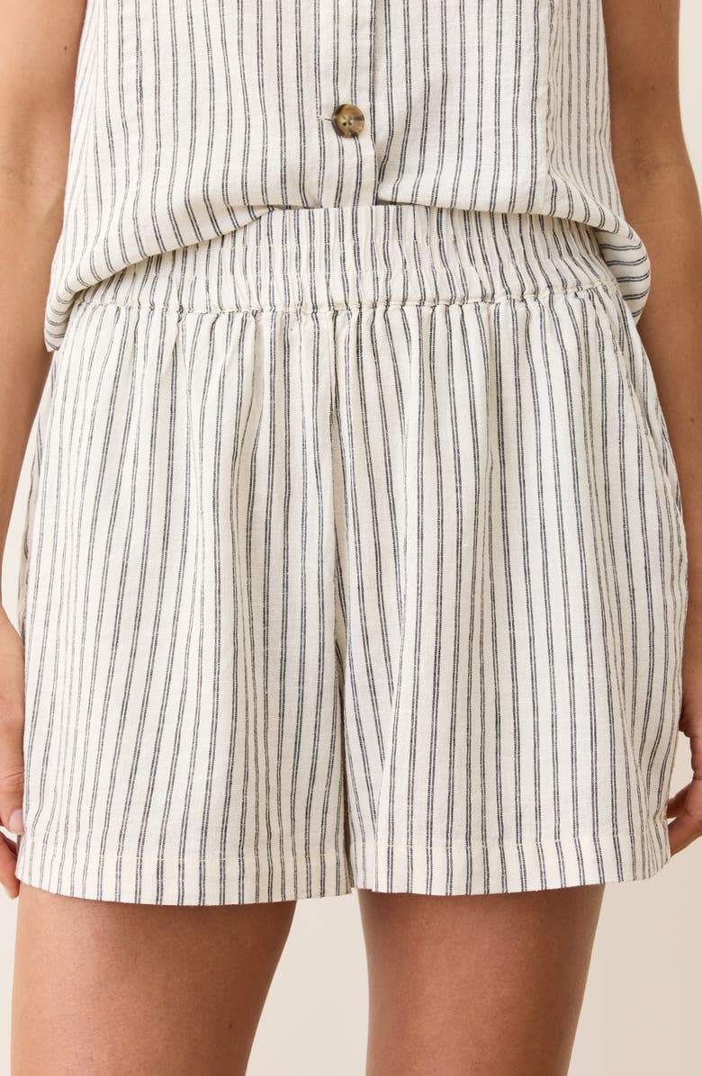 Marine Layer Allison Stripe Hemp Blend Shorts, Alternate, color, Cream/ Navy Stripe