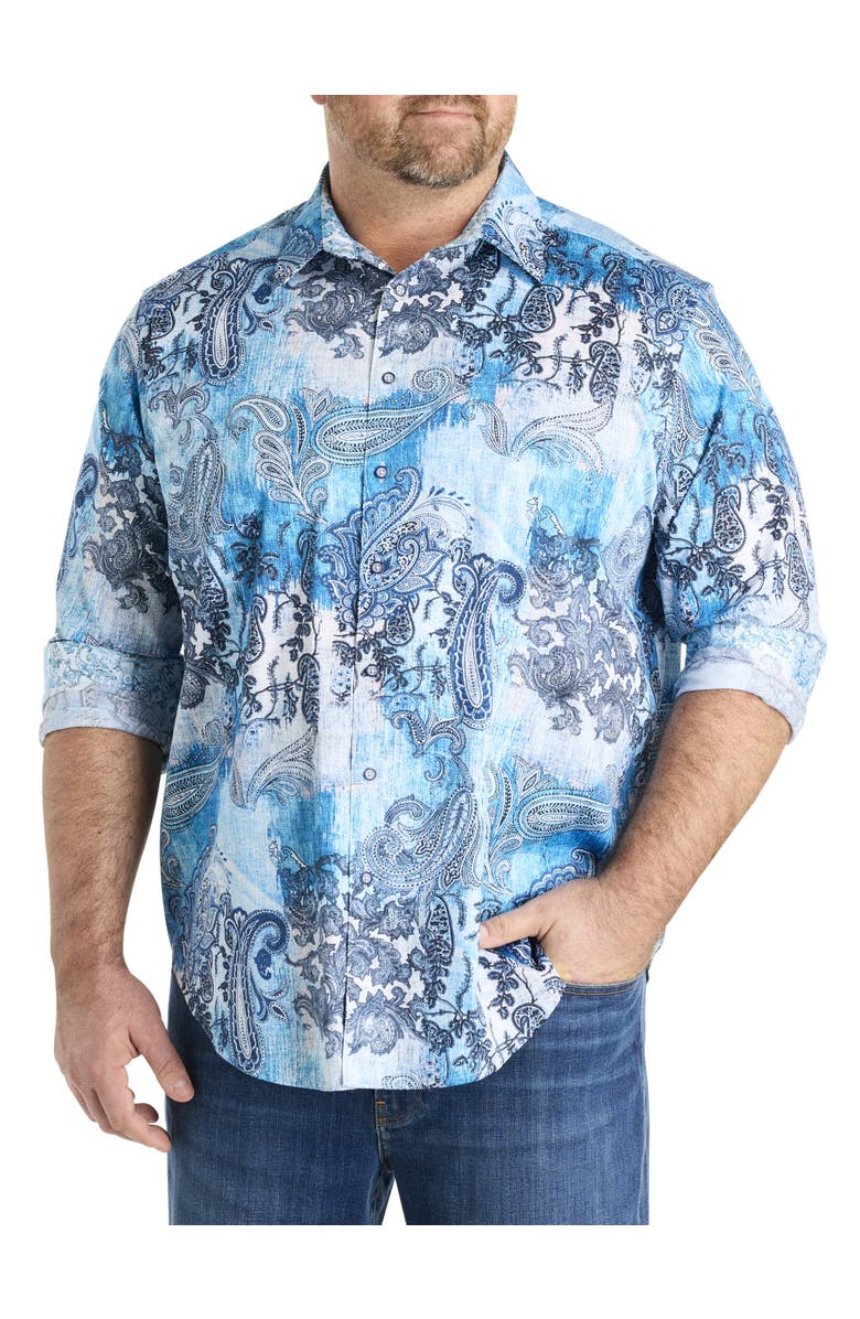 Robert Graham DXL Big & Tall  Patmos Sport Shirt, Main, color, Blue