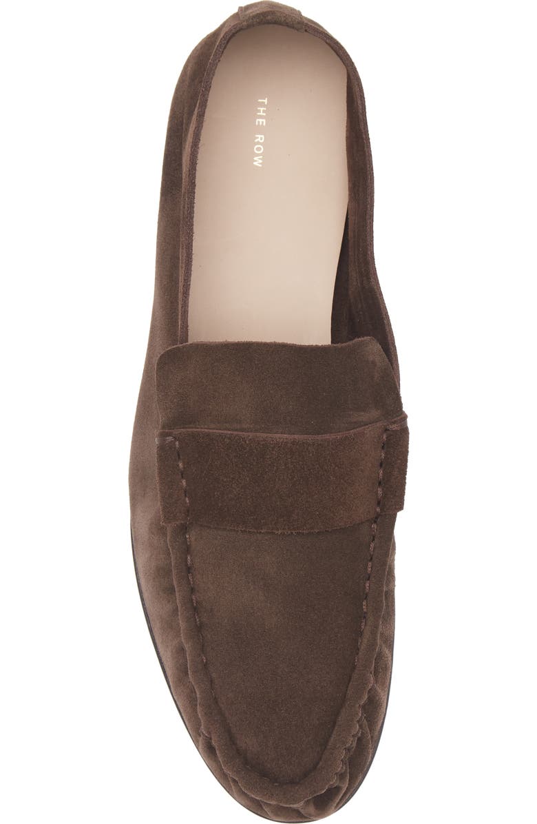 The Row Soft Moc Toe Loafer, Alternate, color, Lacquer Brown