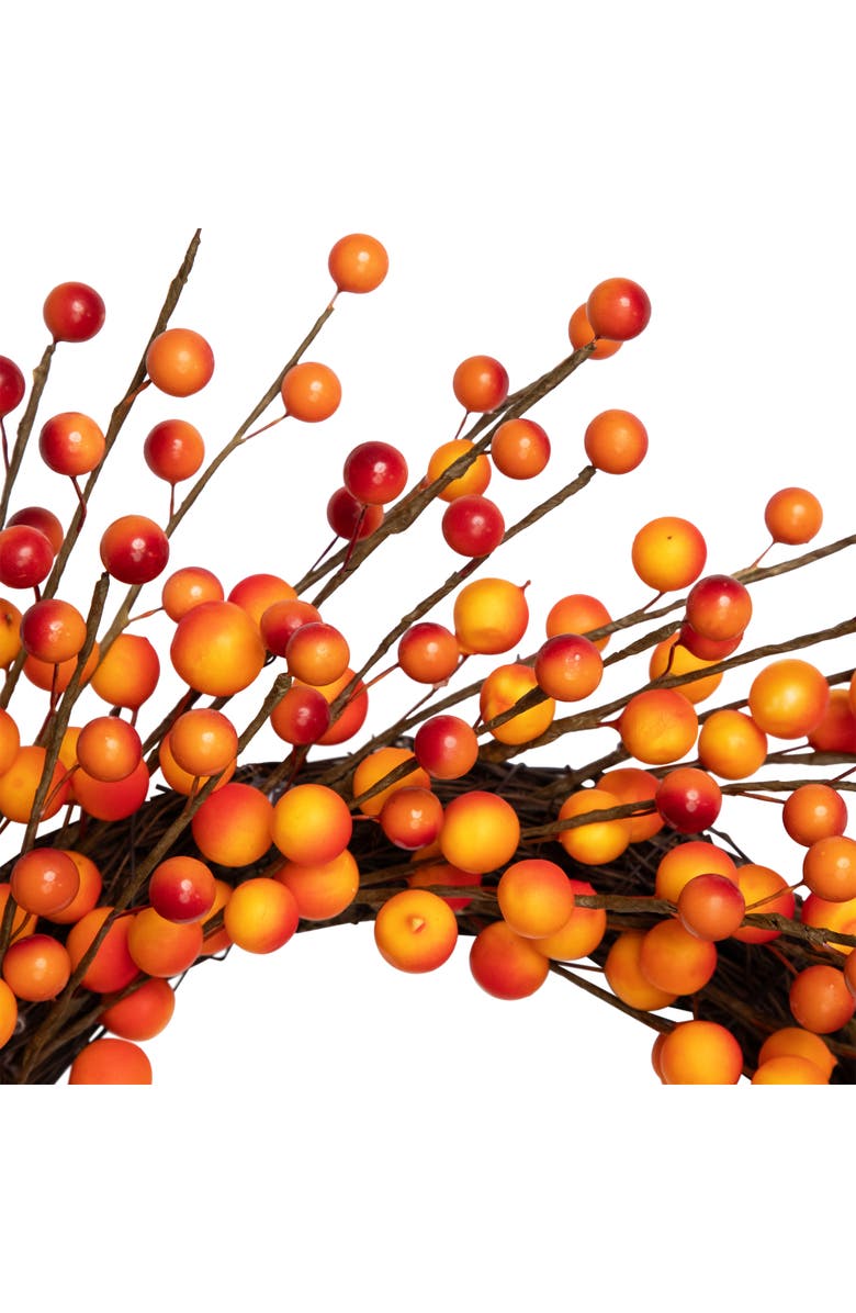 Northlight Artificial Berries Fall Harvest Twig Wreath - 14" - Orange and Red - Unlit, Alternate, color, 