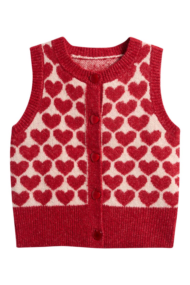 Kids' Heart Jacquard Sweater Vest, Main, color, RED HEART